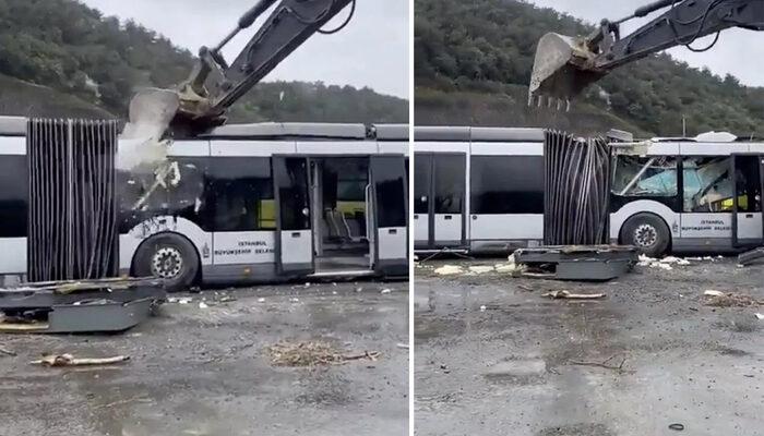 Kepçe ile parçalatılan metrobüs tartışmalara neden oldu! İBB’den açıklama geldi…